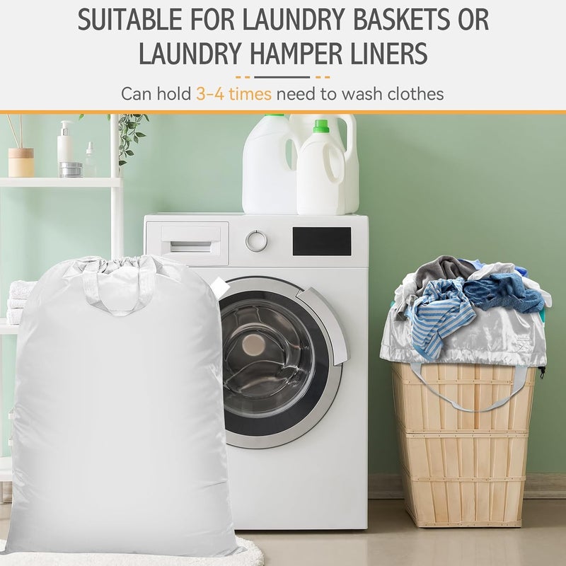 Isink Extra Large Heavy Duty Laundry Bag - 28" x 40", Travel Laundry Bag for Dirty Clothes, Camping (White) - Image 5